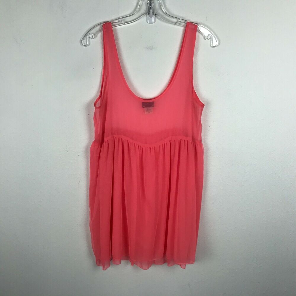 Intimately Free People Sheer Blouse Size S Pink ish Orange Sleeveless Polyester